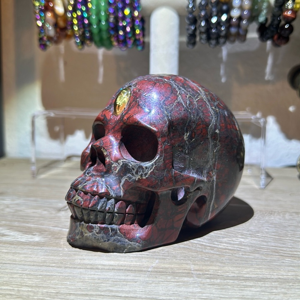 5” Brecciated Jasper Third Eye Skull